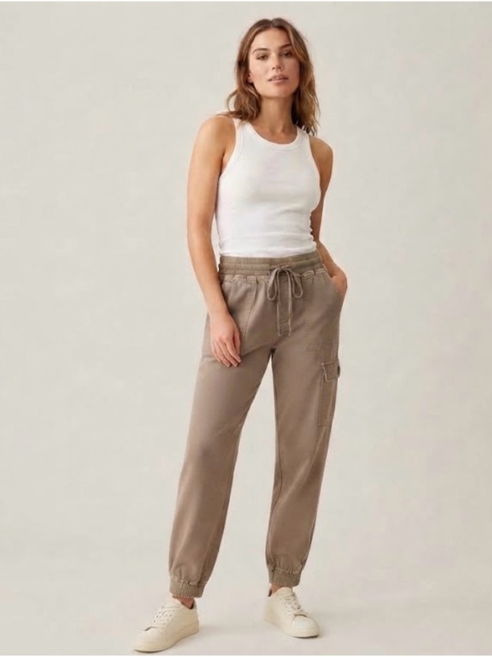 aerie Taupe Drawstring Cargo Joggers S